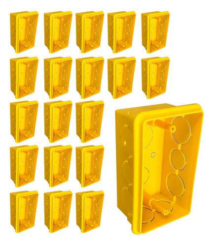 Kit 20 Caixa De Luz 4x2 Reforçada Para Tomada E Interruptor Cor Amarelo