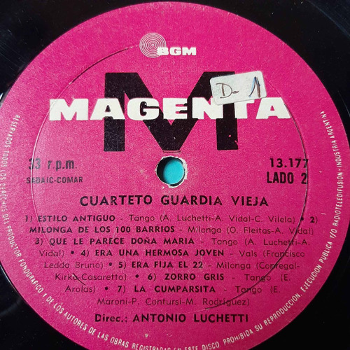Sin Tapa Disco Cuarteto Guardia Vieja Antonio Luchetti T0
