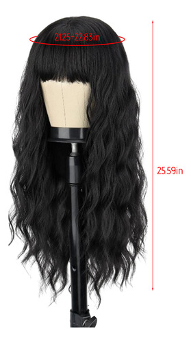Peluca Rizada En Forma De J Con Flequillo Para Mujer, Pelo S