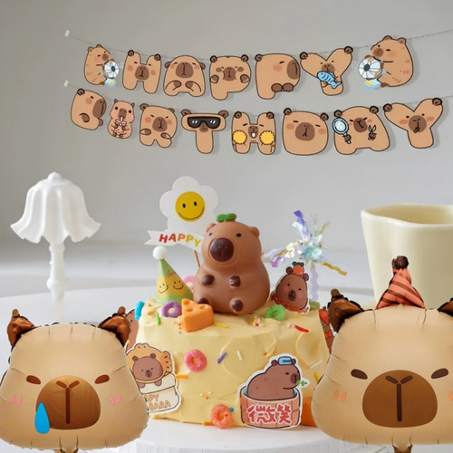 Kit De Globos Cumpleaños Capibara Fiesta Decoracion Capybara