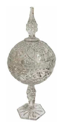 Bombonera De Cristal Tallado 36 Cm Alto Adorno Decorativo