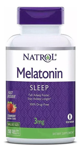Natrol Melatonina 3 Mg 150 Tabs | Rápida Disolución  Fresa