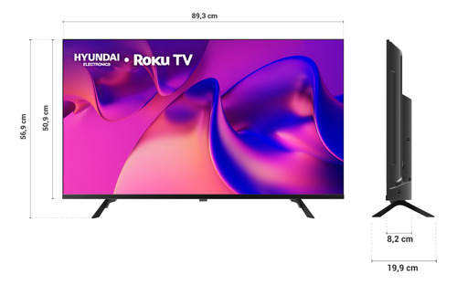 Hyundai Hyled4027rim Tv 40 Pulgadas Led Full Hd Smart Tv, Dolby Audio, Wifi Dual Band, Compatible Con Sistema Operativo Roku Con Alexa, Apple Air Play Y Google Home, Diseño Border Less (2025)