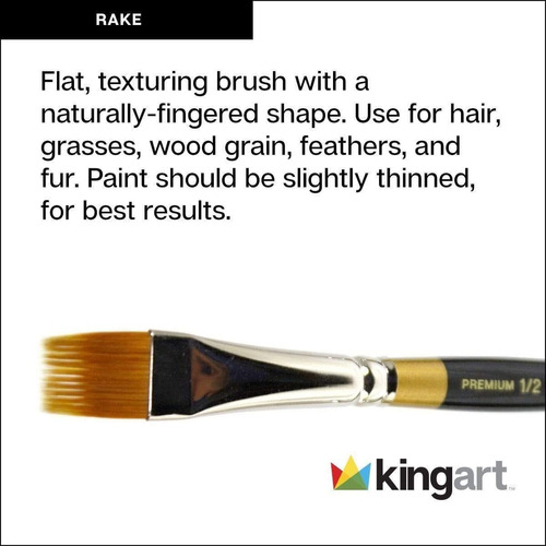 Kingart B-031 3 Pc Original Gold Flat Rake Juego Pincel (3