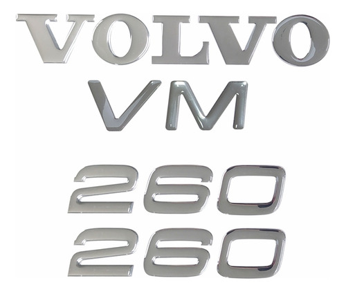 Kit Adesivo Volvo Vm 260 Emblema Caminhão Cromado Resinado