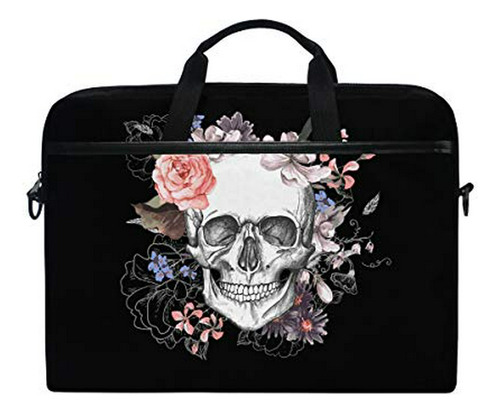 Funda Portátil Calavera Azúcar Flores 14  Para Viaje