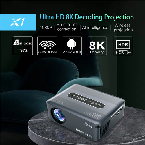 Projetor X1 Pro 8k, Android 9.0, Full Hd, 1080p, 8000