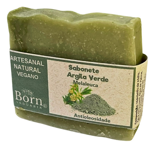 Sabonete Natural E Vegano Argila Verde Antioleosidade - Born