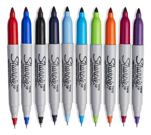 Caneta Permanente Sharpie Twin Ponta Dupla Cor Vermelha