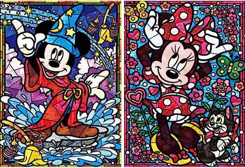 2 Set 5d Diy Mickey Mouse Pintura Diamante 40x30cm