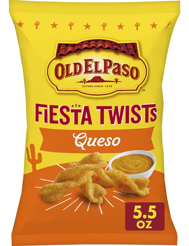 Old El Paso Fiesta Twists, Queso Cheese, Snacks De Maiz Cruj