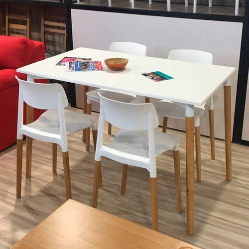 Imagen 4 de 7 de Juego De Comedor Mesa Eames Madera 140 X 80 + 4 Sillas Milan