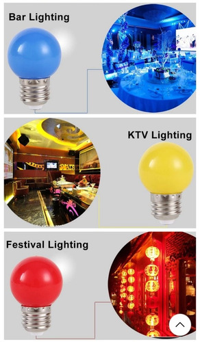 Bombillo Led 1w Pinpon Colores E27 110v Decorativo Eventos
