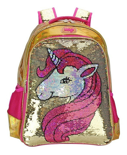 Imagen 3 de 6 de Mochila Lentejuela Reversible Kinder Unicornio Wilys Wk084