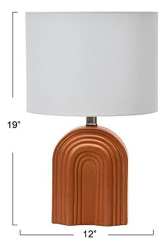 Lámpara De Mesa Creative Co-op Main + Mesa De Gres Tallado C