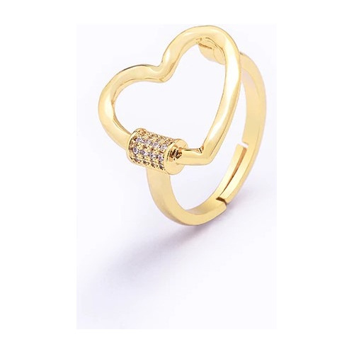 Anillo Locked Heart Baño De Oro 18k