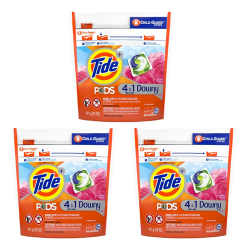 Detergente 15 Capsulas Tide Con Downy X 3 Unds