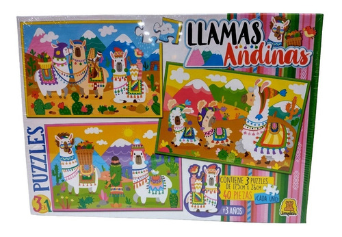 Puzzle 40 Piezas Llamas Andinas 3 En 1 - Implas E.full 