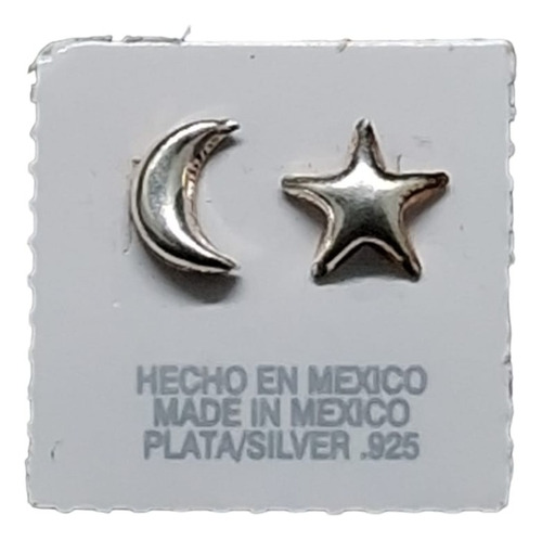 Aretes Luna Y Estrella Plata 9.25 Mayoreo 3 Pares