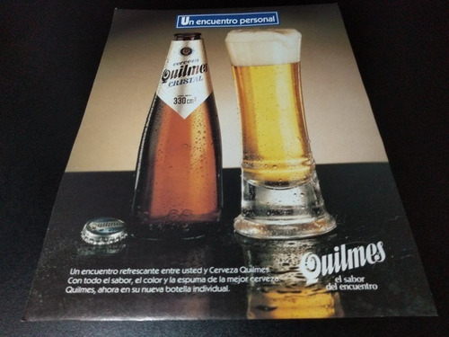 (pb400) Publicidad Clipping Cerveza Quilmes Cristal * 1988