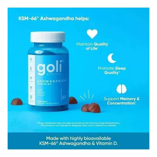 Gomas Goli Ashwagandha E Vitamina 60