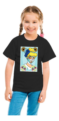 Playera Princesa Cenicienta Disney Catrina Día Muertos Niña