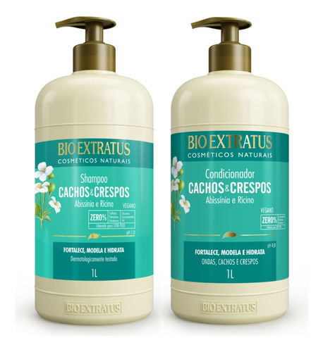  Kit Cachos E Crespos Shampoo E Condicionador Bio Extratus 1l