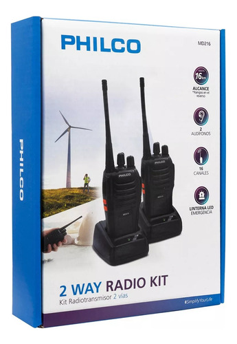 Kit Radio Transmisor Philco Md216 2uni Ideal Para Guardias