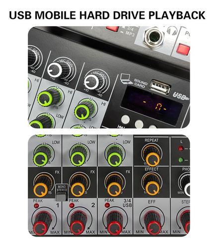 Audio Sonido Mezclador Con Usb Bluetooth 4 Canales