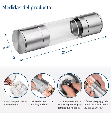 Molinillo 2 En 1 Sal Y Pimienta Pepper Grinder Manual