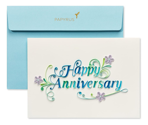 Tarjeta De Quilling De Aniversario Blanco Premium (feli...