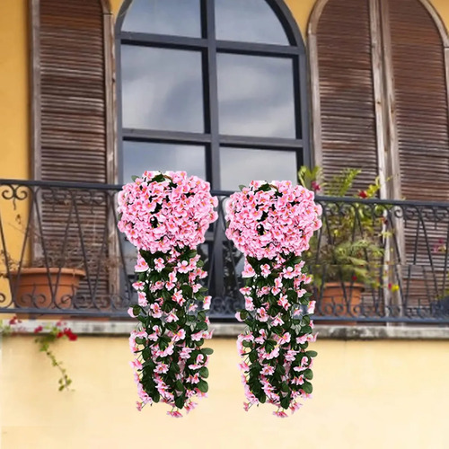 2 Flores Artificiales Decorativas Colgantes Boda Decoracion Color Rosa Pálido