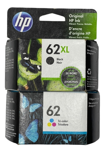 Cartuchos Kit X2 Hp 62xl Negro + 62 Color Estandar Original