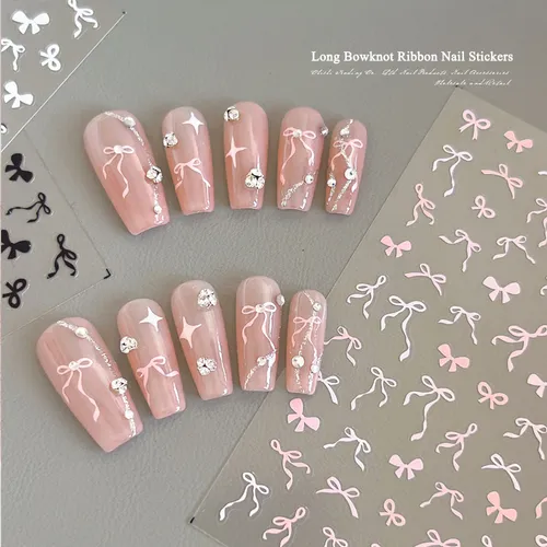 Adhesivos Para Uñas Sweet Bow, 2 Hojas, 5d, Diseño Kawaii, N