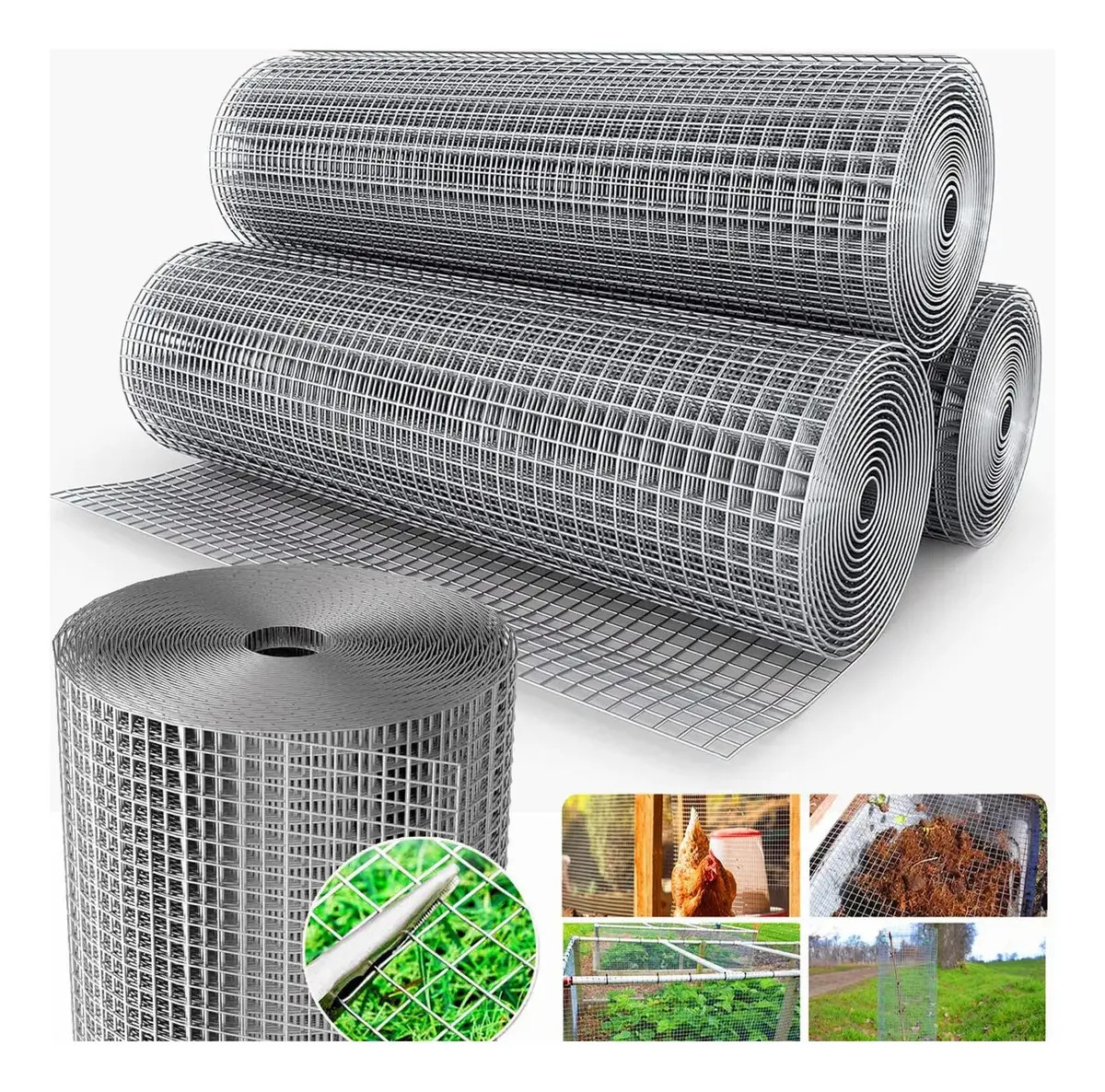 Malla Ciclónica Galvanizada de Acero en Rollo, 1 m x 10 m, para Cercas