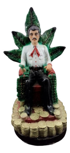 Figura Jesus Malverde Sentado En Trono Riqueza 29 Cm Resina 