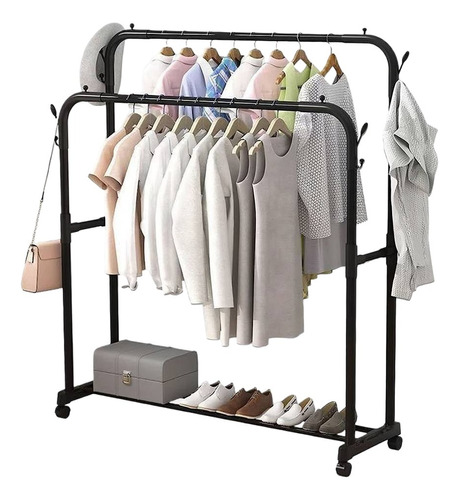 Perchero Metalico Closet Doble - Blanco 