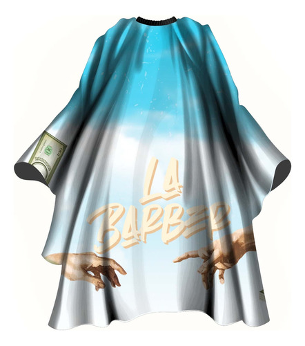 Capa De Peluquería Cubridor Barbero Con Diseño La Barber Blanco