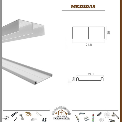 Kit Frente Placard Corredizo Sin Manija 1,5mts Aluminio