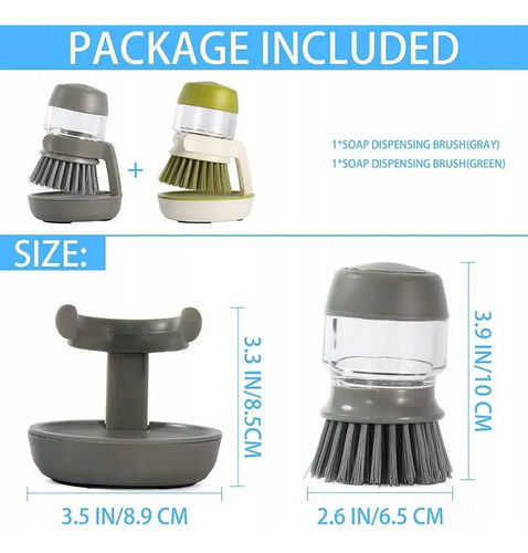 2pcs Cepillo Lava Trastes Dispensador De Jabón Multiusos