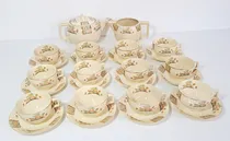 Comprar Juego De Té Johnson Bros England Loza 12 Duos Antiguo Intact Blanco Floreado