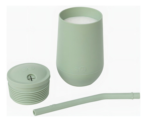 Vaso Ezpz Entrenador Grande Con Popote Para Bebes Silicon Color Verde Nórdico