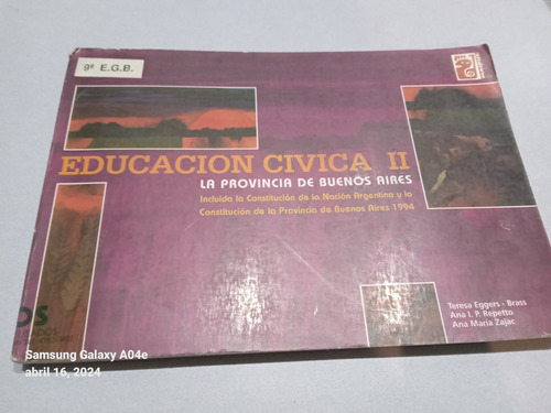 Libro Educación Cívica 2 La Provincia De Buenos Aires 9 Egb