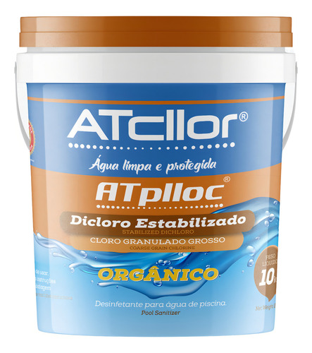 Cloro Para Piscina Orgânico Algicida De Choque Atplloc 10kg