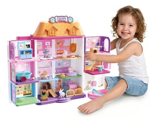 Brinquedo Casinha De Animais Pet House Pimpi 3 Andares Rosa