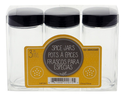 Tarros Frascos Vidrio Especias Condimenteros Pimienta Sal X3