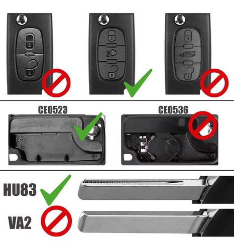 Imagen 4 de 9 de Carcasa Llave Peugeot 408 407 308 Con Porta Pila Hu83 3 Bot