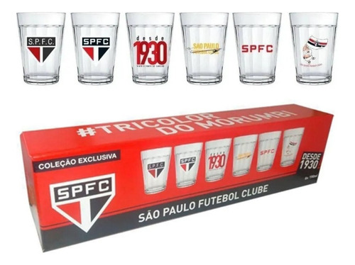 Conjunto Copo Americano Times Futebol Licenciado Kit 6 Peça Cor São Paulo
