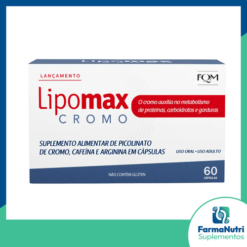 Lipomax Cromo 60cáps - Controle De Peso - Cafeína E Arginina Sem Sabor