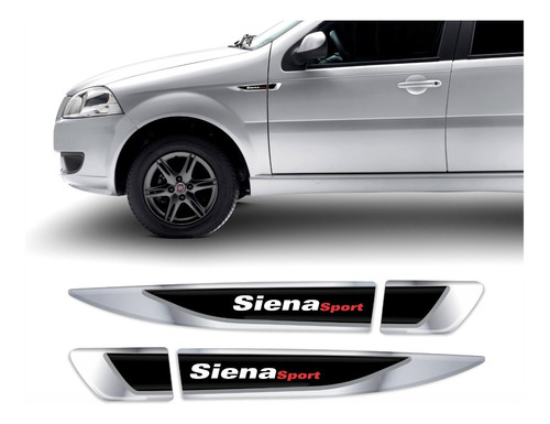 Par Emblema Adesivo Aplique Lateral Fiat Siena 2010/2013 68